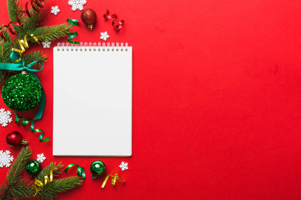 istock Christmas blank greeting card mock-up scene. Creative layout made of Christmas tree branches and paper card note. Flat lay. Nature New Year concept 1430004333