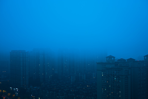 Modern City in Fog