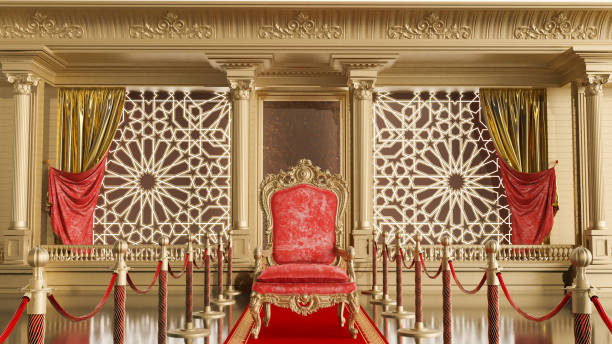 istock red carpet leading to king throne on arabesque style with golden colmuns pillar 1430004511