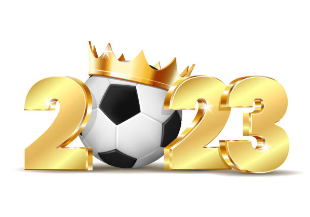istock New Year numbers 2023 with soccer ball isolated on white background. 1430005932