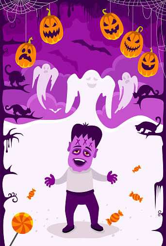 Halloween Kids Party. Poster Invitation. Trick Or Treaters.