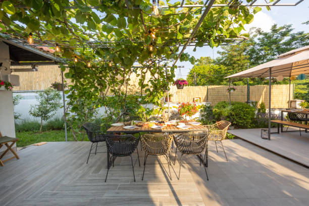istock Food served outdoor on a long table 1430013209