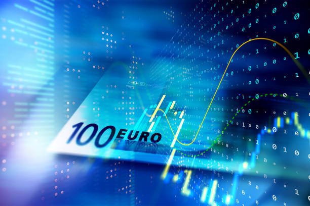 Euro Theme Cyfrowo wygenerowany wykres walutowy i giełdowy dla oprogramowania komputerowego opartego na finansach i gospodarce oraz wyświetlania kodowania – zdjęcie