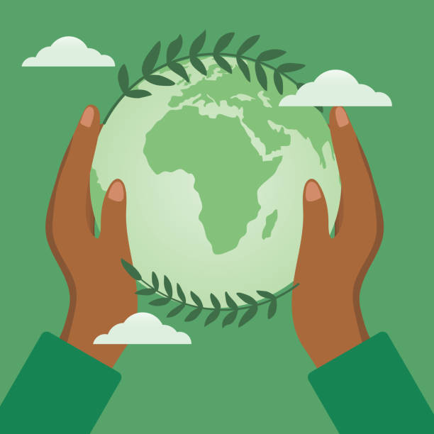 Hands Holding A Globe. World Environment Day, Sustainability vector art illustration