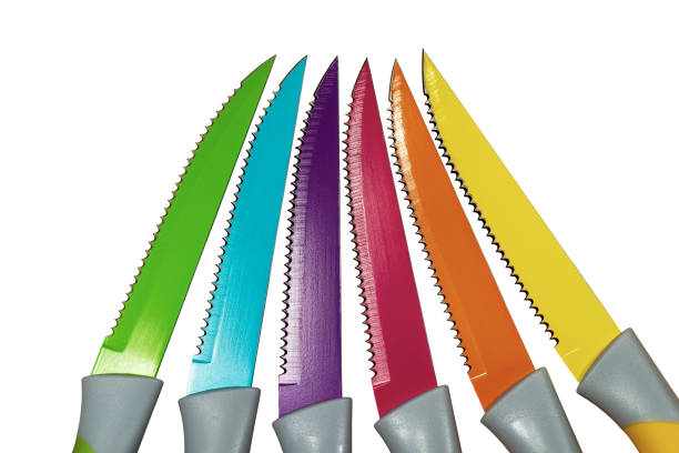 istock Set of Colored Table Knives Isolated on White Background 1430014459