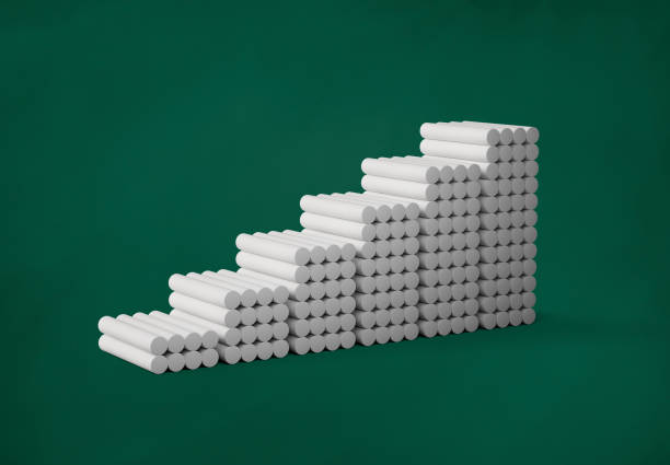 istock Step by step career path success concept. Chalks arranged in a shape of staircase on Green Board background 3d illustration 1430017001