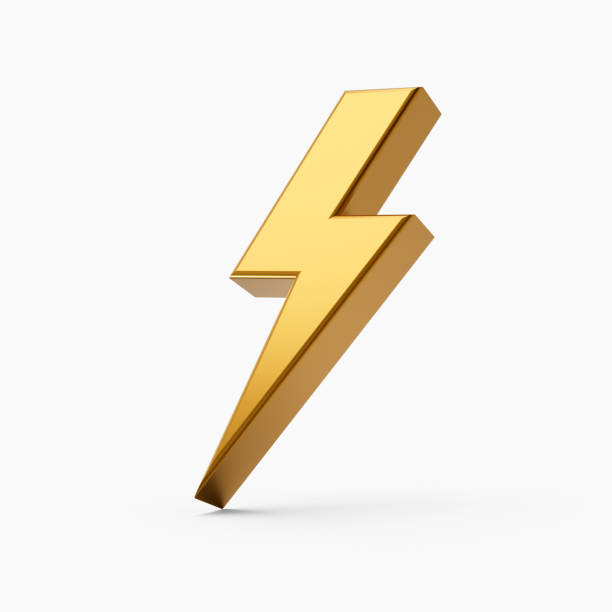 istock Gold thunderbolt icon 3d illustration isolated background 1430017104