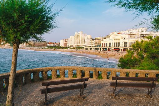 La Grande Plage in Biarritz beach during sunset France