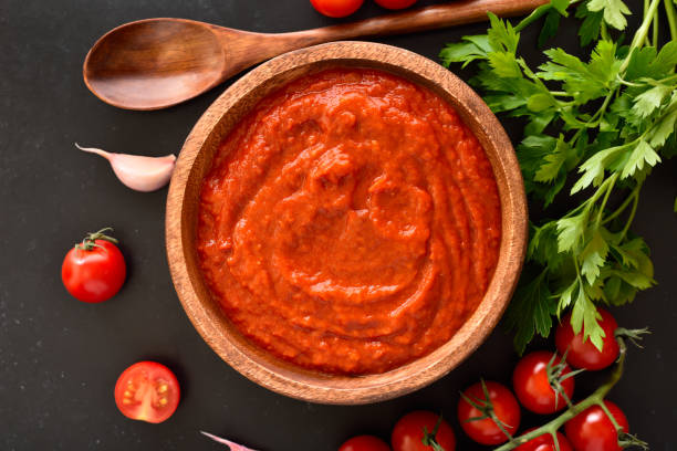 Homemade tomato sauce stock photo