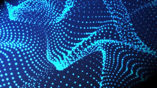 istock Futuristic wave with many dots. Abstract motion background of colored dots. Technology or science. 3d 1430019150