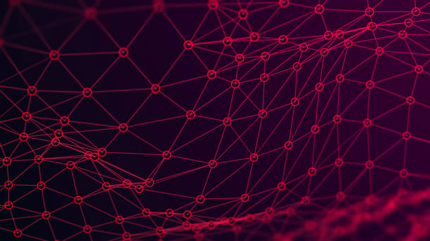 istock Structure of connected lines and dots. Wireframe polygonal elements on a dark background. Science and technology. 3d 1430019189