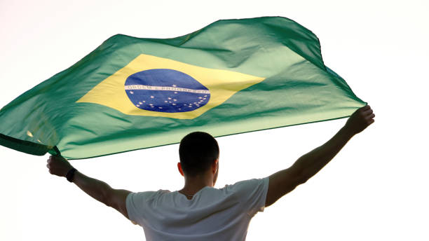istock Young man with Brazilian flag 1430019819