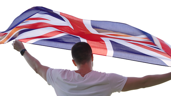 Young man with British flag.