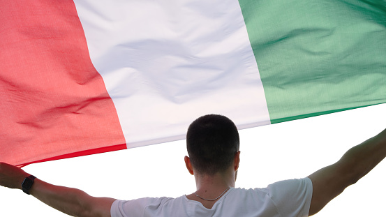 Young man with Italian flag.
