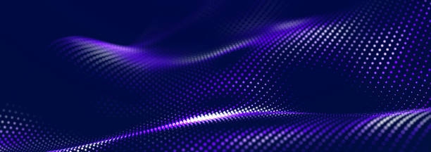 istock Beautiful curved wave on a dark background. Digital technology background. Concept of network. 3D 1430020065
