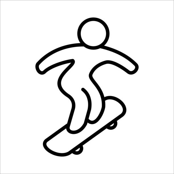 illustrazioni stock, clip art, cartoni animati e icone di tendenza di skateboard icona logo design modello vettoriale illustrazione segno e simbolo pixel perfetto - figure skating
