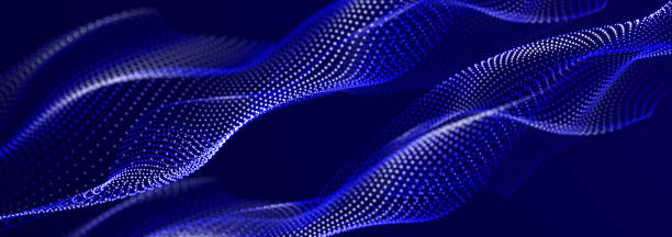 istock Digital wave with many dots. Abstract backdrop of dynamic wave. Technology or science banner. 3d 1430021093