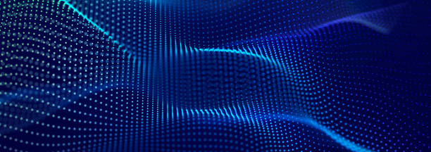 istock Digital wave with many dots. Abstract backdrop of dynamic wave. Technology or science banner. 3d 1430021109