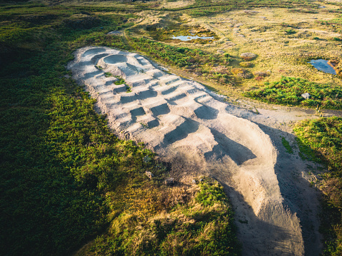 Pump track for bikes created for exercising and jumping in Iceland.