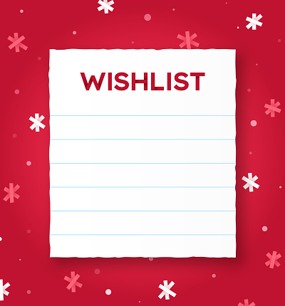 Wishlist Christmas list for listing a holiday gift wanted list.