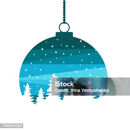 istock Christmas ball with a winter landscape on a snowy 1430034320