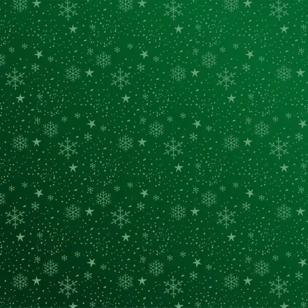 Vector illustration of Christmas green snowflake background. Vector illustration