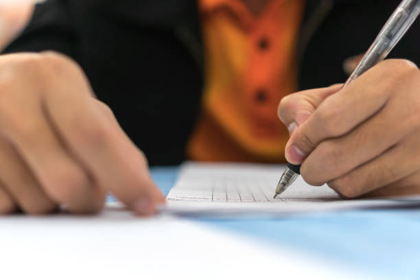 istock Business people note report and learning for Document paperwork business note in meeting room, Businessman manager hands writing for reading, signing new finance project plan files at corporate office 1430039595