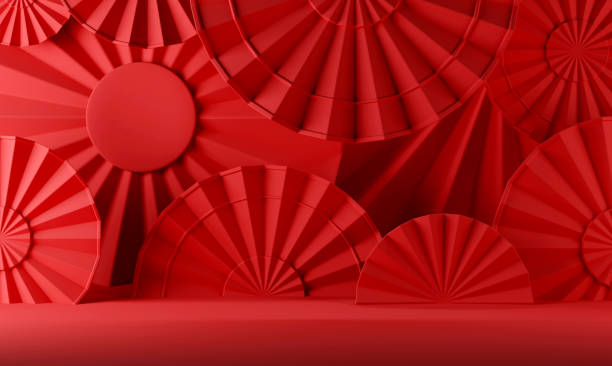istock Chinese red luxury background with pedestal, podium, round stage 1430040980