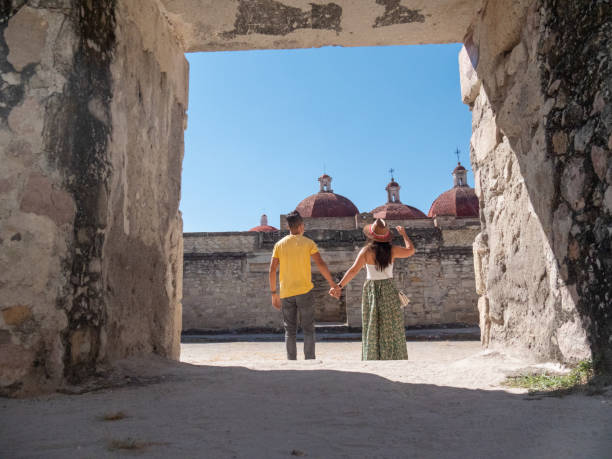 Multiracial couple visiting a village in Mexico