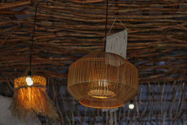 istock Decorative lamp with bamboo woven 1430048722