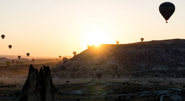 istock Impressive sunrise in Cappadocia with balloons 1430049433