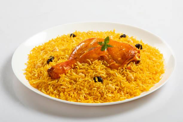 istock Arabian platter kabab rice isolated on white 1430050886