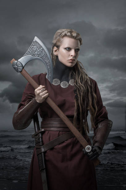 istock Russian viking warrior witch queen in the mountains 1430054043