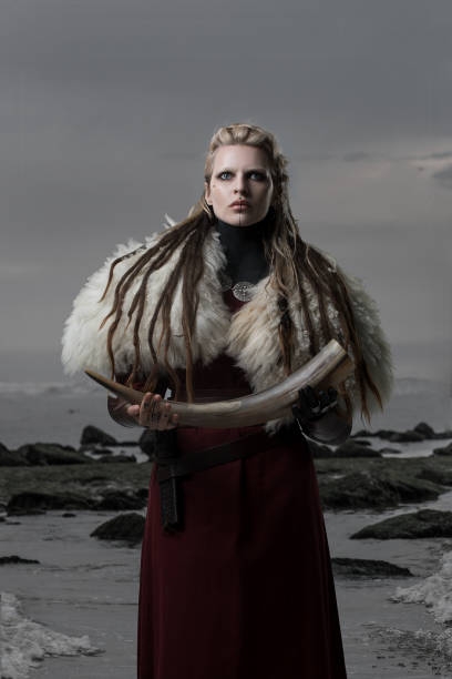 istock Russian viking warrior witch queen in the mountains 1430054693