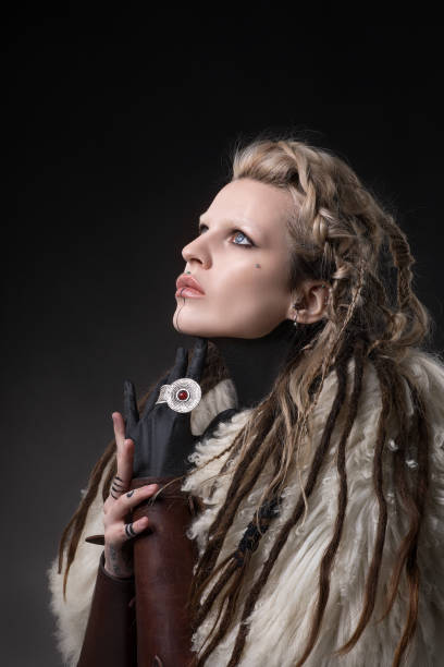 istock Weapon wielding Russian viking warrior queen in studio shot 1430055049
