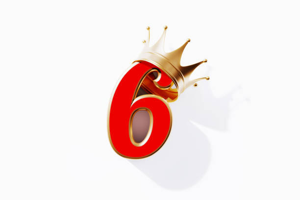istock Number Six With Gold Crown Isolated On White Background 1430055699