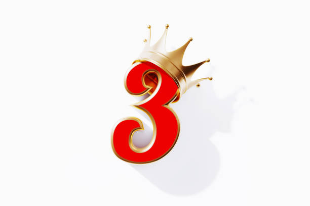istock Number Three With Gold Crown Isolated On White Background 1430055819