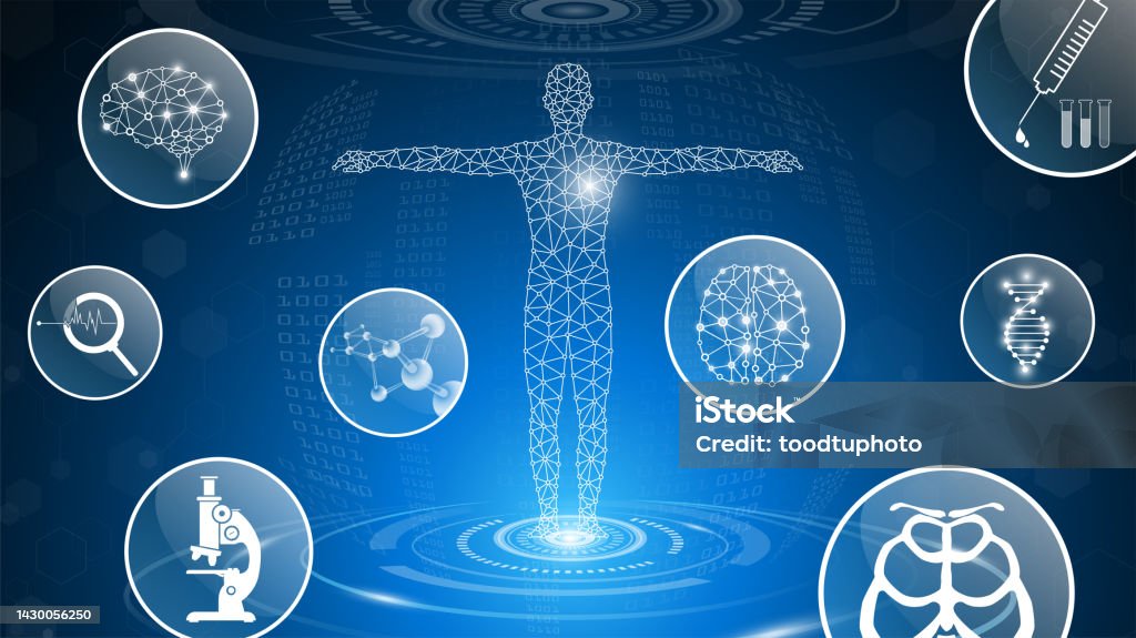 Modern Medical Science Abstract Background Technology Concept In Blue Lightbrain And Human ...