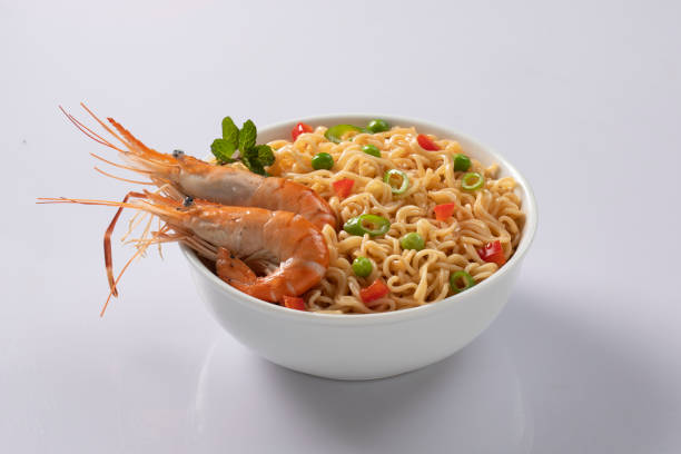 istock Bowl of noodles on white background 1430059782