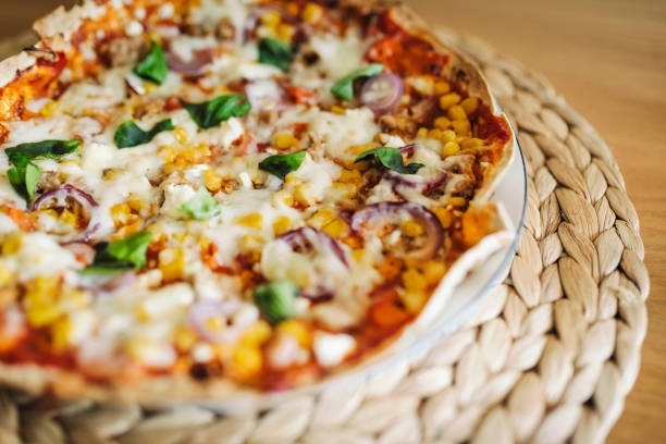 Delicious fresh vegetarian pizza made with lavash bread