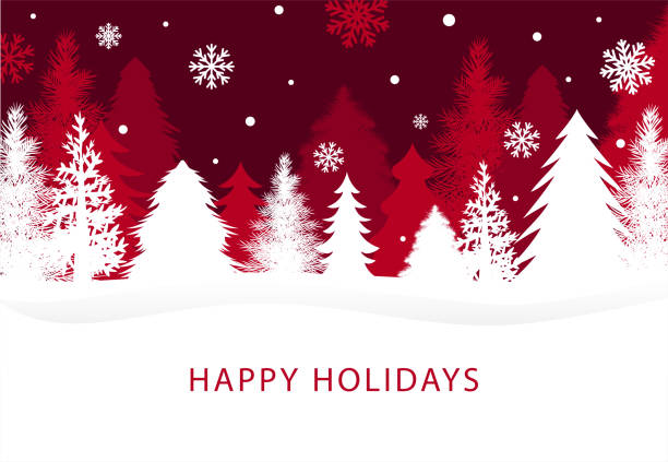 illustrations, cliparts, dessins animés et icônes de carte de vœux - sapin rouge