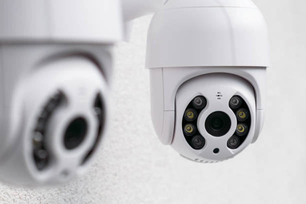 istock Small IP camera turns observing area outside 1430066206
