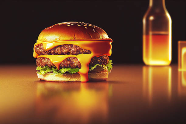 doppio cheese burger - symmetry burger hamburger cheese foto e immagini stock