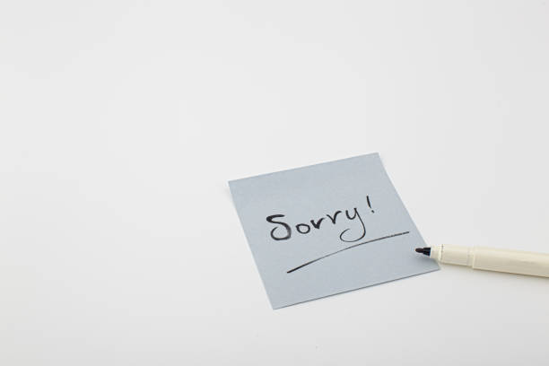 istock Sorry handwriting text isolated. Writing text on memo post reminder. 1430075793