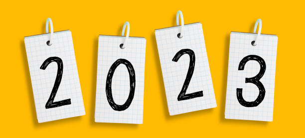 istock Note papers with New Year 2023 on yellow background 1430083257