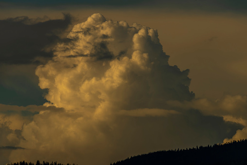 Big clouds before storm over Krkonose mountains in summer fresh day
