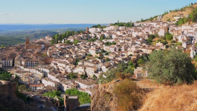 Tracking video of the town of Cazorla and it castle, Castillo de la Yedra, Andalusia, Spain