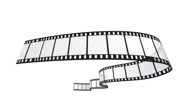 Vector illustration of film reel vector, cinema, movie and photography 35mm strip background. 3D elements.