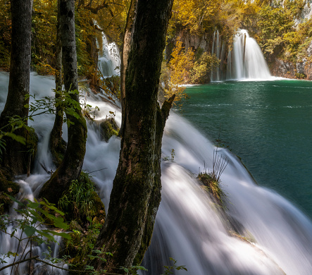 Beautiful waterfalls of the Plitvice Lakes National Park, Croatia