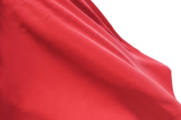 istock Close up of blank red flag on abstract light background. 3D rendering, mock up 1430102487